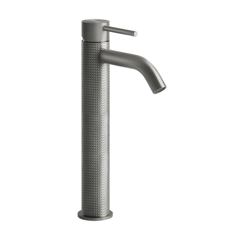 Gessi 316 54409#239 Смеситель для раковины на 1 отверстие, высокий, h=305мм, без донного клапана, излив 123мм, цвет: steel brushed