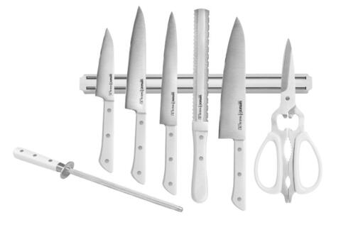 Набор ножей для кухни Samura HARAKIRI / комплект из 5 кухонных ножей, держателя, ножниц и мусата SHR-0280W