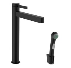 Hansgrohe Finoris 76220670 Высокий смеситель для раковины с гигиеническим душем (чёрный матовый) фото