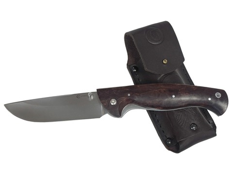 Нож складной Сибиряк, кованая сталь М390, рукоять карельская берёза