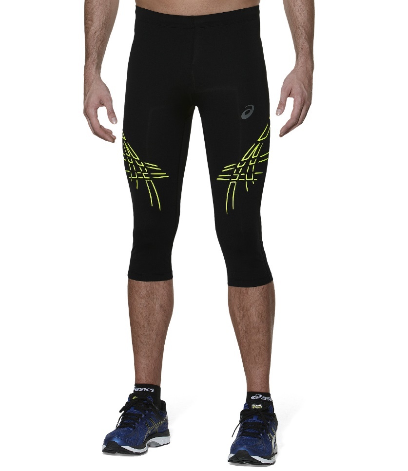 Тайтсы Asics Tiger Knee Tight 3/4 мужские с желтыми полосами