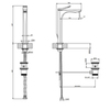 Gessi Rilievo 59003#299 Смеситель для раковины на 1 отв. с донным клапаном h=297мм, излив 154мм , цвет: nero XL
