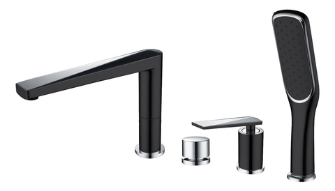 Boheme Venturo 370-B Смеситель врезной на борт ванны, цвет: чёрный, хром