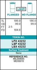 Гильза блока цилиндров TEIKIN LSX43232 (4шт/упак) не хонингованная