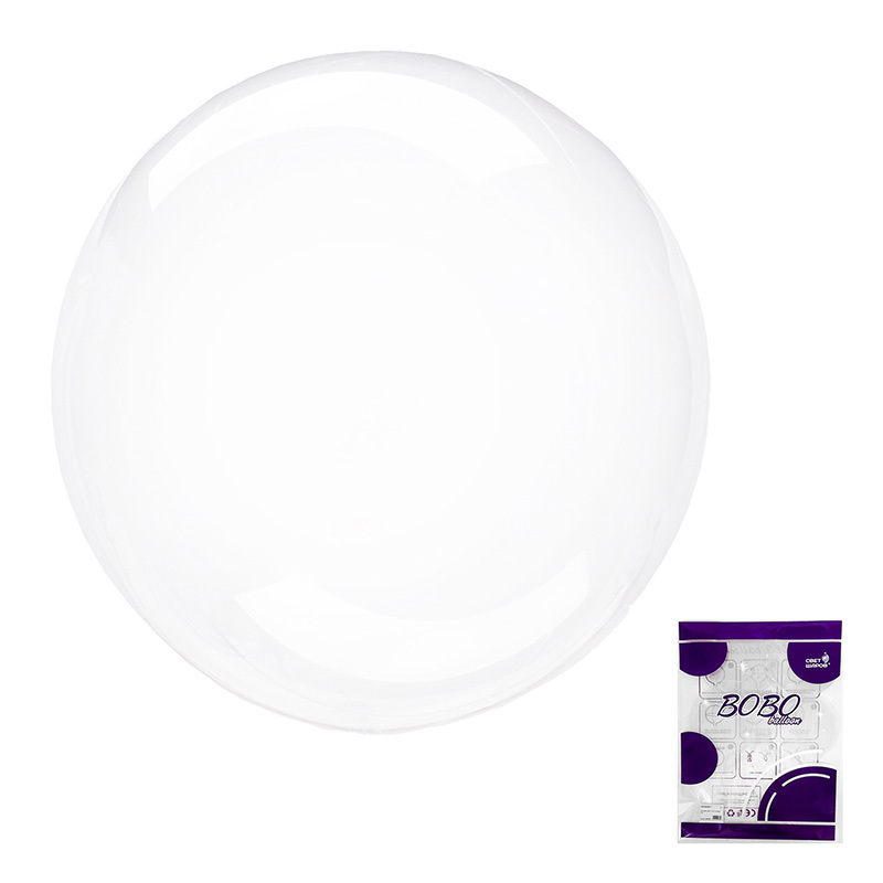Шар К Deco Bubble (Бабл), 30''/60 см, Прозрачный, Плоский, 1 шт. (В фиолетовой упаковке)