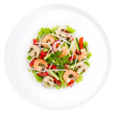 Салат овощной «Фреш с креветками»