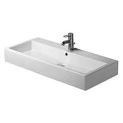 Duravit Vero 454100073 Раковина шлиф. с перел., с 3 отв. под смес., включая крепление, 1000x470мм, цвет: Белый фото