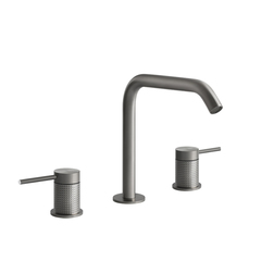 Gessi 316 54412#239 Смеситель для раковины на 3 отверстия, без донного клапана, излив 156мм, h=201мм, цвет: steel brushed фото