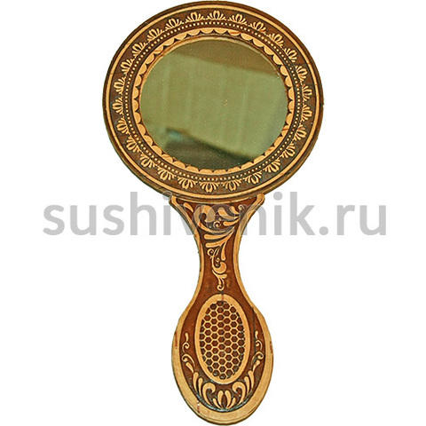 Зеркальце круглое на ручке (береста) - 9