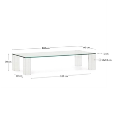 Журнальный столик Adularia из стекла прозрачного цвета 140 x 60
