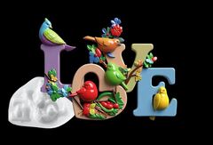 Силиконовый молд № 489 LOVE ( с птицами)