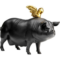 Фигура декоративная Flying Pig «Летящая свинья» 21 см, Чёрный