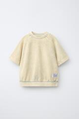 ZARA ФУТБОЛКА GARMENT DYE, ЭКРЮ
