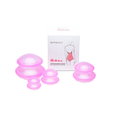 ALMASPA Силиконовые банки для вакуумного массажа (фуксия), 4 шт
