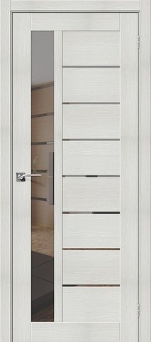 Межкомнатная дверь экошпон Браво-27 Bianco Melinga зеркало Mirox Grey, Браво