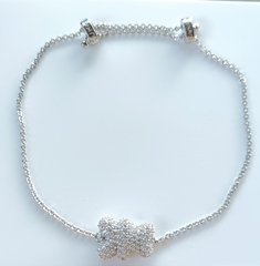AB3344- Браслет BEAR MOOD из серебра с цирконами с подвеской мишкой