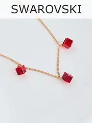 Колье Миражи с красными кристаллами-кубиками Swarovski