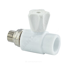 Кран шаровой PP-R белый Дн 25х3/4" НР прямой для радиатора VALFEX 10149025