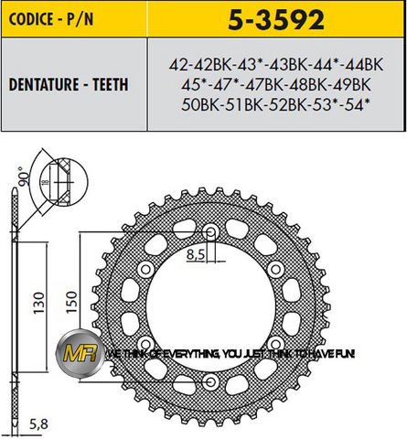 Звезда задняя ведомая Sunstar 5-3592-51BK JTR251-51