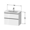 Duravit D-Neo DE435501818 Тумбочка подвесная, 784x452хh625 мм, 2 ящика, цвет: Белый матовый (для раковины 236780)
