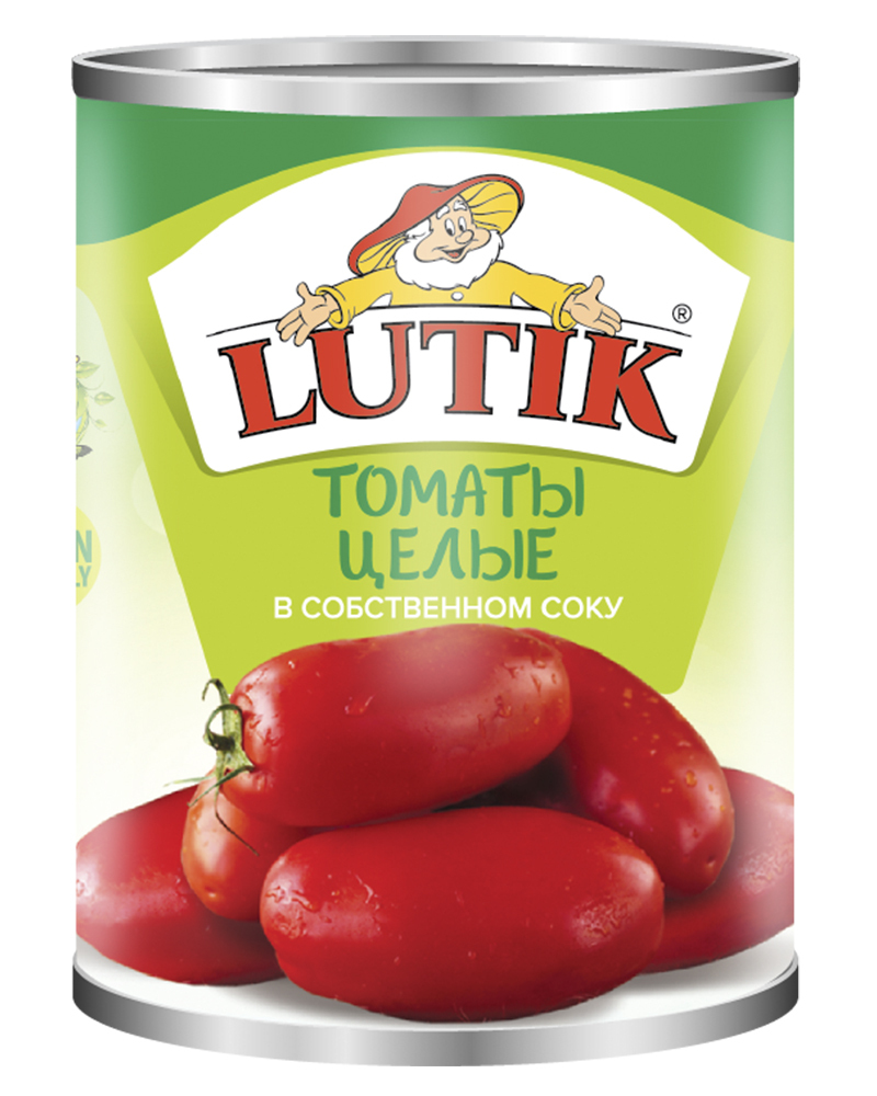 Томаты Lutik очищенные, целые в с/с, 425 мл.