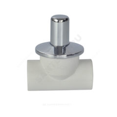 Клапан (вентиль) PP-R запорный белый хромированный Дн 32х90гр Ру25 внутренняя пайка RTP (РосТурПласт) 10543