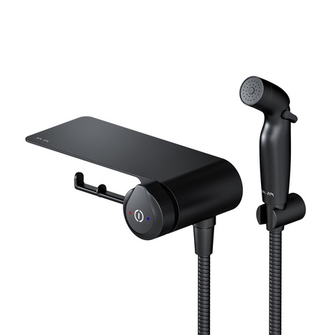 Am.Pm F0H85A822 X-Joy TouchReel. гигиенический набор со смесителем для душа с полкой. держателем туалетной