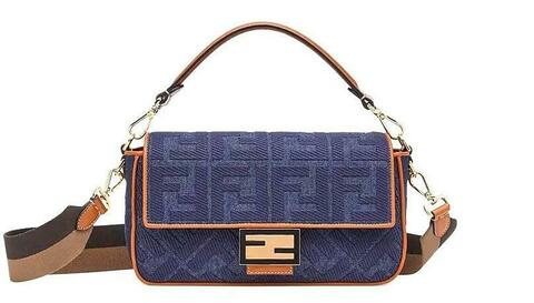 Сумка Fendi из денима синего цвета Baguette