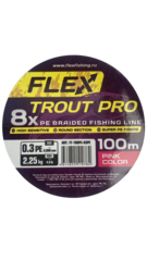 Плетёный шнур форелевый, Flex Trout Pro 8х100м (PINK) 0,3 РЕ (2.25кг)