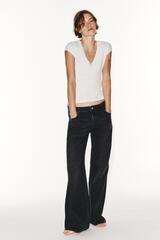 ZARA ДЖИНСЫ TRF WIDE-LEG FLARE С НИЗКОЙ ПОСАДКОЙ И РАЗРЕЗАМИ, ЧЕРНЫЙ