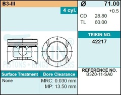 Поршень двигателя TEIKIN 42217 0.50 (4шт/упак)