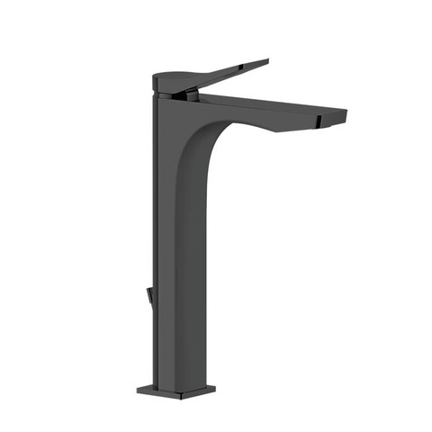 Gessi Rilievo 59009#299 Смеситель для раковины на 1 отв. с донным клапаном h=301мм, излив 159мм , цвет: nero XL