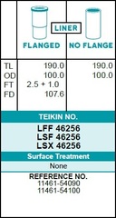 Гильза блока цилиндров TEIKIN LSF46256 (4шт/упак) не хонингованная