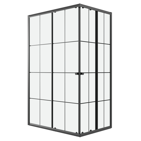 Душевое ограждение Niagara Eco NG-1018-14QKL (100х80х190) прямоугольник,раздвижное,черный,стекло клетка,1 место