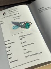 Кольцо из серебра с кварцем турмалин-параиба огранка овал