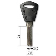 Заготовка вертикального ключа  В67 HARDWARE (28х7.5х2.3) 14278