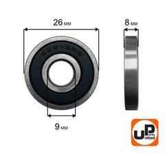 Подшипник шариковый UNITED PARTS 629-2RS (90-0393)