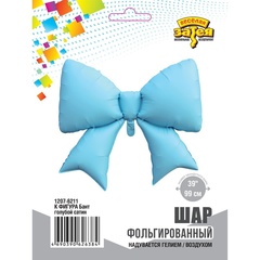 Шар К Фигура, Бант, Сатин, Голубой, 39