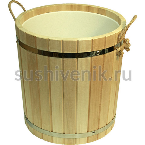 Запарник из липы с пластиковой вставкой с крышкой, 18 л - 4