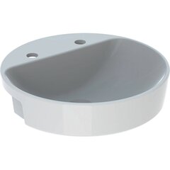 Geberit VariForm 500.783.01.2 Раковина полувстраиваемая в столешницу круглой формы, 50 см, с двумя отв. под смеситель, с отв. перелива фото