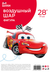 Шар К Фигура, Тачки, Молния МакКуин (флажки), 28''/71 см, 1 шт. (В упаковке)