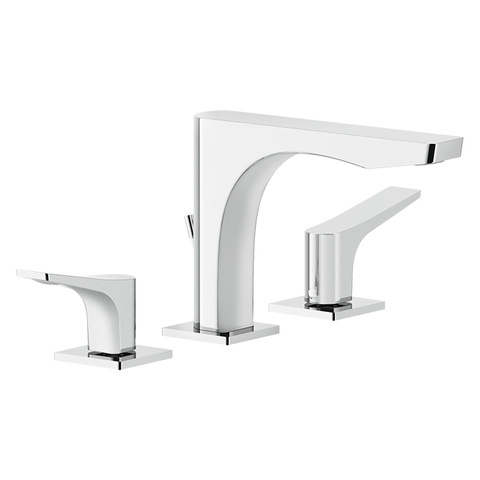 Gessi Rilievo 59011#031 Смеситель для раковины на 3 отв. с донным клапаном h=125мм, излив 154мм, цвет: хром