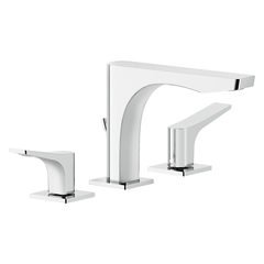 Gessi Rilievo 59011#031 Смеситель для раковины на 3 отв. с донным клапаном h=125мм, излив 154мм, цвет: хром фото