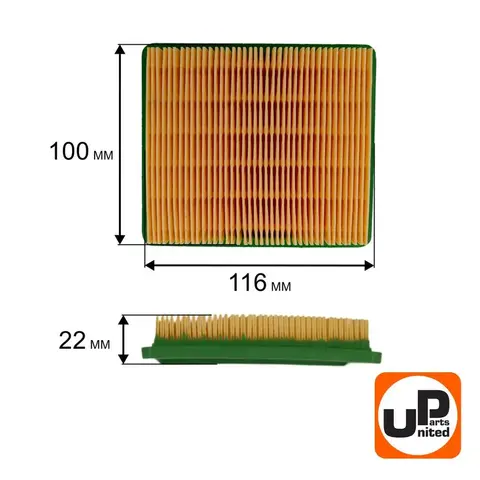 Фильтр воздушный UNITED PARTS для двигателей газонокосилок 1P70, T475, T8, TX (90-0633)