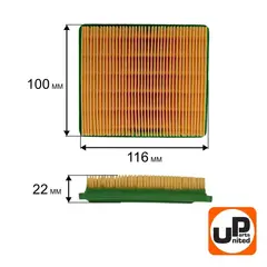 Фильтр воздушный UNITED PARTS для двигателей газонокосилок 1P70, T475, T8, TX (90-0633)