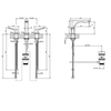 Gessi Rilievo 59011#299 Смеситель для раковины на 3 отв. с донным клапаном h=125мм, излив 154мм, цвет: nero XL