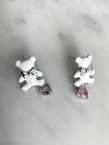 Серьги Вайт Тедди, позолота