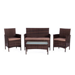 Лаунж/Lounge сет [диван+2кресла+столик+подушки] (мод.210013 А) коричневый