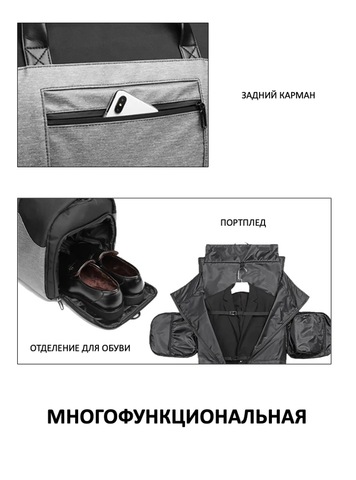 Картинка сумка спортивная Ozuko 9288 Grey - 7