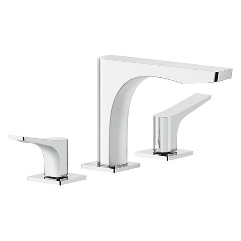 Gessi Rilievo 59012#031 Смеситель для раковины на 3 отв. без донного клапана h=125мм, излив 154мм, цвет: хром